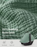 Blissful Diary Baby Car Seat Cover, Extra Large Mesh Window, Breathable Muslin Cotton, Infant Windproof Canopy, Must-Have Baby Gift - Roman Green - Image 2