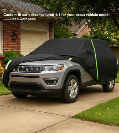 Custom Fit for Jeep Compass Car Cover 2007-2025 Compact SUV Covers 100% Waterproof with Zipper Door & Side Mirror Pockets All Weather Snowproof Rain Hail UV Protection Outdoor Full Cover - Image 2