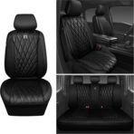 CAR PASS 5 Seats Piping Luxury Faux Leather Seat Covers Full Set, Anti-Slip Waterproof Seat Covers Compatible with Front Armrests, Universal Fit for Suvs,Vans,Trucks,Airbag Compatible, Pure Black - Image 7