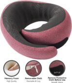 Travel Pillow, 100% Pure Memory Foam Neck Pillow for Airplanes, Comfortable Breathable Cover, Travel Essentials for Plane, Car, Train and Home, Red - Image 5