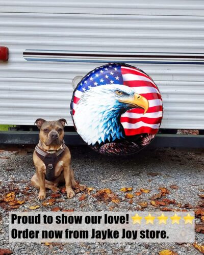 Spare Tire Cover, Wheel Cover with American Flag Eagle Waterproof Dust-Proof for Jeep, Trailer, RV, SUV and Camper Van (14 Inch) - Image 4