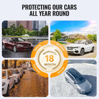 Heavy Duty SUV Car Cover for Automobiles All Weather Waterproof, Outdoor Snowproof UV Protection Windproof, Door Zipper, Soft Cotton Universal Car Covers (Black, Fit SUV 191"-200") - Image 7