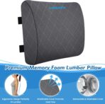 Lumbar Support Pillow for Office Chair Back Support Lumbar Pillow for Car, Gaming, Office Chair - Improve Sitting Posture & Back Pain Relief, Memory Foam, Adjustable Straps, Grey - Image 3
