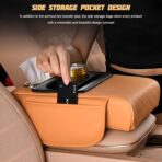 Car Center Console Armrest Pillow, Memory Foam Leather 4 in 1 Vehicle Arm Rest Cover with Tissue Box 2 Side Storage Bag Cup & Phone Holder, Auto Armrest Cushion, Universal Fit (Black) - Image 4