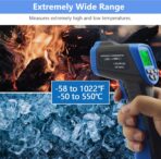 HOLDPEAK 981C Non-Contact Infrared Thermometer Digital Laser Infrared Thermometer -58 to 1022℉ (-50 to 550℃) with Adjustable Emissivity + 866B Digital Anemometer Handheld Wind Speed Meter (2Packs) - Image 3