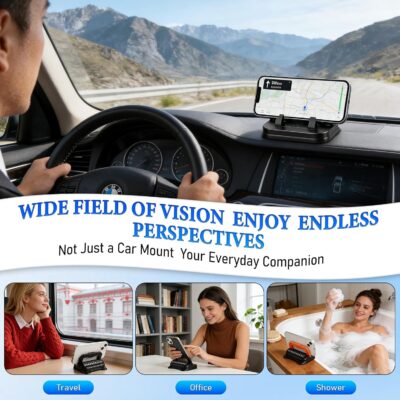 Car Phone Holder 360 Degree Rotation, Suitable for car Navigation in-car Dashboard, Ultra-Strong Suction Cup Phone Mount, Horizontal and Vertical Screen Adjustment Angle (Black) - Image 6