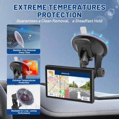 EWAY 4-Hole Direct Fit Suction Cup Mount for Backup Camera 4.3"/5" Monitor, Knob-Lock Adjustable Dashboard Windshield Monitor Mounting Bracket Holder for Car Rear View Camera Screen Display Stand - Image 7