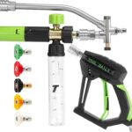 Tool Daily Short Pressure Washer Gun with Mini Foam Cannon, Dual Connector Accessory, 5 Power Washer Nozzle Tips, 1/4 Inch Quick Connect