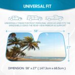 BDK Palm Tree Tropical Island Front Windshield Sun Shade Accordion Folding Cute Car Window Shades for Truck & Car Sunshade Shield for Sun UV Rays - Visor Protector Keeps Vehicle Cool - 58 x 27 inches - Image 3