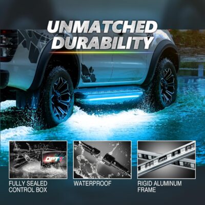 OPT7 Aura Pro Underglow LED Lights with APP & Remote Control, RGB Multicolor Mode, Music Sync, 4 PCS Waterproof Rigid Aluminum Light Bar, Exterior Underbody Lighting Kit Universal Fit for Car Truck RV - Image 6