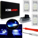 ICBEAMER For Tesla Interior LED Lights Kit: Ultra-bright, easy plug-in, with a panel removal tool. Fits Model 3, S, Y, X. Trunk, Frunk, Door Puddle, Foot-Well, Fit Tesla Accessories(4 Packs in Blue).