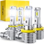 AUXITO H11 9005 LED Bulbs, 900% Brighter HB3 H8 H9 Light Bulbs, Plug N Play, Long Lifespan, No Flicker 99% Compatibility, 4PCS