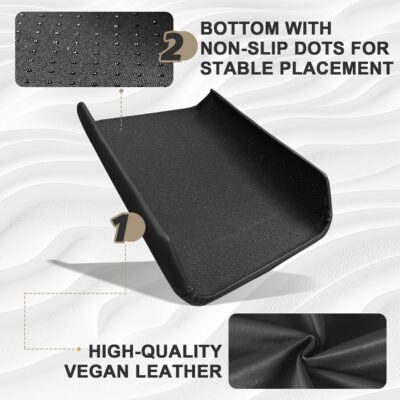 Muslogy Center Console Armrest Cover Fit for Tesla Model Y Juniper 2026+ / Model 3 Highland 2024+ Accessories, Comfort Armrest Pad Console Lid Cushion Vegan Leather Snap-On Black (Hard Cover) - Image 3