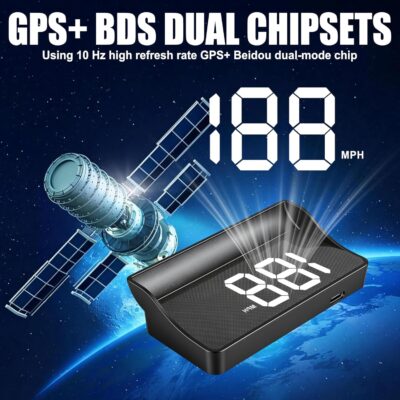 SINGARO Heads up Display for Cars, USB Plug Digital GPS HUD Speedometer with HD Large Font, Universal Mile HUD Head up Speed Displays, Car Interior Accessories for Women and Man(White) - Image 4