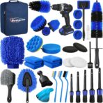 34Pcs Car Detailing Kit, Car Detailing Brush Set, Car Wash Cleaning Kit, Car Detailing Brushes, Professional Car Care Kit for Interior Exterior Wheels, Blue