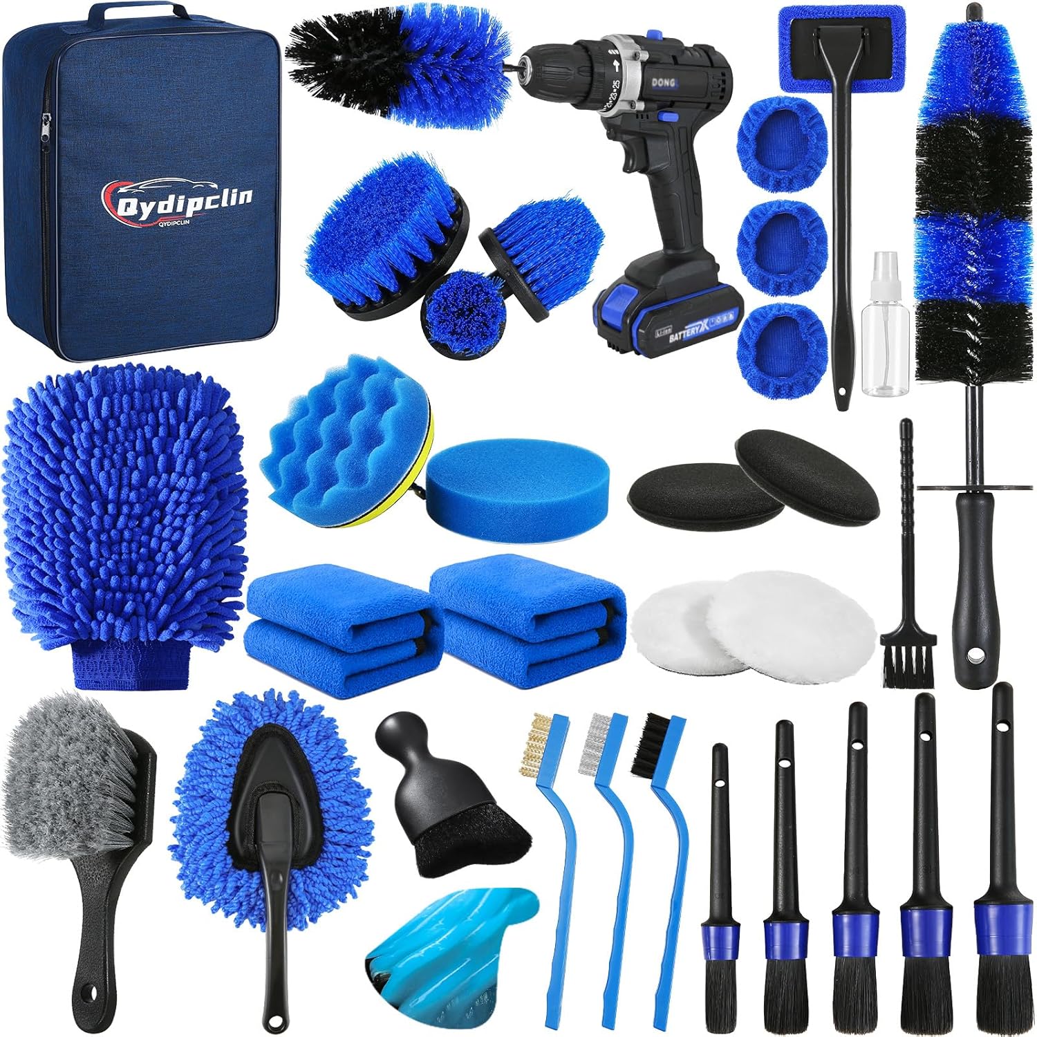 814u8Ok-iL._AC_SL1500_.jpg 34Pcs Car Detailing Kit, Car Detailing Brush Set, Car Wash Cleaning Kit, Car Detailing Brushes, Professional Car Care Kit for Interior Exterior Wheels, Blue - Image 1