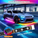 Underglow LED Lights for Cars 180 LEDs RGBI Neon Accent Strip Lights with 16 Million Colors DIY & Music Mode Underbody Exterior Lights Kit for RV SUV Truck Boat 12V - Image 2