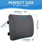 Lumbar Support Pillow for Office Chair Back Support Lumbar Pillow for Car, Gaming, Office Chair - Improve Sitting Posture & Back Pain Relief, Memory Foam, Adjustable Straps, Grey - Image 2