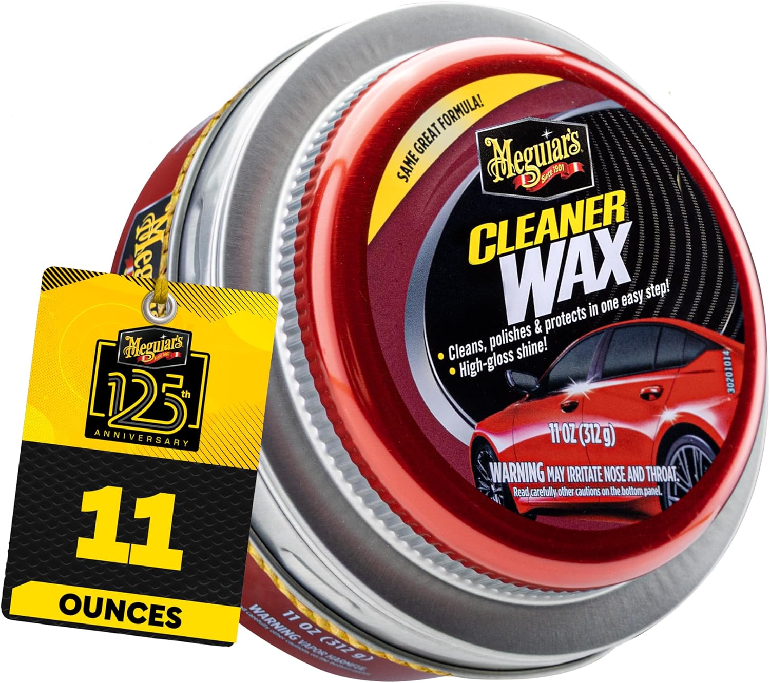8154my9A0eL._AC_SL1500_.jpg Meguiar's Cleaner Wax, Easy-to-Use Paste Wax that Removes Light Defects, Protects Single Stage Paint/Clear Coat, and Leaves a Glossy Shine in One Step, 11 Oz - Image 1