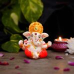TIED RIBBONS Ganesh Idol 2.3 Inch, Resin | Ganesh Statue Sculpture for Car Dashboard, Home, Temple Decor | Indian God | Car Dashboard Accessories | Ganesha Decorations