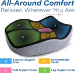 Car Seat Cushion, Ergonomic Memory Foam Car Cushion for Sciatica Pain Relief, Larger Driving Seat Pillow for Short Drivers on Long Drives - Butt Pillow for Truck, Office, Wheelchair - Black&Gray - Image 3