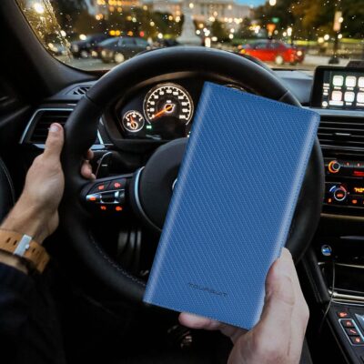 TOURSUIT Car Registration and Insurance Card Holder, Vehicle License Document Glove Box Compartment Organizer, Essential Car Wallet Case for Driver Auto Owners (Carbon Blue) - Image 3