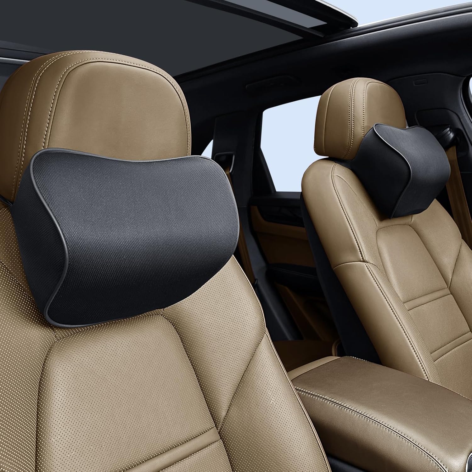 815LrsyoQuL._AC_SL1500_.jpg Car Neck Pillow for Driving, Soft Car Neck Pillow Memory Foam Neck Support Pillow, Comfortable Ergonomic Design for Travel, Cervical Support and Neck Pain Relief (Black, 1Pcs) - Image 1