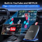 5-in-1 Wireless CarPlay Adapter Support Netflix/YouTube/TF, Wireless Android Auto & Carplay Adapter with USB-A/USB-C Cables, Convert Wired to Wireles Apple Dongle, Magic Video Box Car Play for iPhone - Image 2