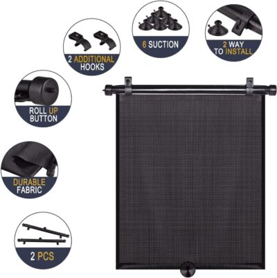 PLTCAT 2 Pack Large Car Sun Shade Side Window for Baby, Roller Vehicle Shades Sun Protection Shade for SUV Truck Side Window(Large-18''x20'') - Image 3