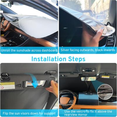 Car Windshield Sun Shade Sunshade Compatible With BMW 3-Series 328i 335i 320i 330i 325i F30 F31 M3 E60 E61 2026 2025 2024 2023 2022 2021-2013 Accessories, Foldable Car Front Window Sun Shield - Image 7