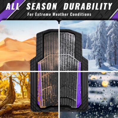 CAR PASS Heavy Rubber Car Floor Mats, Deep Waterproof Car Floor Mats All Weather, Aluminum Film Universal Trim to Fit for Cars SUV Trucks Sedans, Anti-Slip, Black Purple Metallic - Image 5