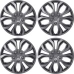 4-Pack Universal Hubcaps Replacement R15 15 inch, Steel Wheel Rim Cover for Most Cars Trucks Sedans SUV, 15" 15 in Wheel Covers Hub Caps (Gray Color)