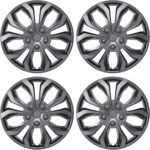 4-Pack Universal Hubcaps Replacement R15 15 inch, Steel Wheel Rim Cover for Most Cars Trucks Sedans SUV, 15" 15 in Wheel Covers Hub Caps (Gray Color)