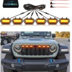 Grill Lights for Jeep Wrangler JL JLU Front Bumper Grille LED Running Marker Lamp Accessories (Amber, 2024-2025)