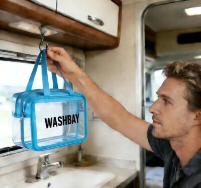 Double Layer Clear Makeup Bag, Toiletry Bag, Large Opening with Handle, Cute Water-Resistant Travel Cosmetic Bag with Double Zipper for Car Essentials - Image 3