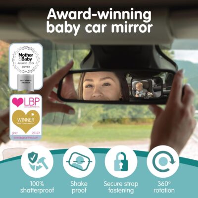 Onco Baby Car Mirror & Car Window Shades Bundle (18.9″ × 12″) - UPF 50+ Window Shade, 100% Shatter-Proof Car Mirror for Baby, Universal Shades & Mirror - Image 3