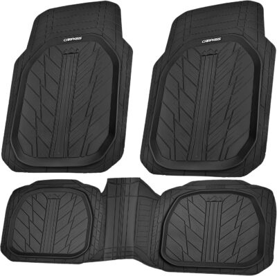 CAR PASS DeepDish Heavy Duty Rubber Floor Mats 3-Piece, Universal M-XL Size Trim-to-Fit Automotive Floor Mats for Truck Van SUV, Durable Waterproof All Weather Car Mats (Solid Black) - Image 9