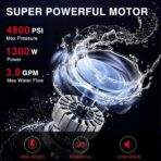 Electric Pressure Washer, 1850 PSI Max,1.0 GPM, 5" Wheels, 18M Cord/Hose Length Max, Power Washer for Patio, Car, Driveway, Fence & Home Cleaning - Image 4