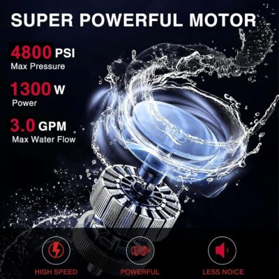 Electric Pressure Washer, 1850 PSI Max,1.0 GPM, 5" Wheels, 18M Cord/Hose Length Max, Power Washer for Patio, Car, Driveway, Fence & Home Cleaning - Image 4