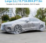 4 Pack Clear Plastic Car Cover, Disposable Car Covers Universal Vehicle Rain Dust Garage Cover Cars Protective Covers with Elastic Band Medium for Sedan Outdoor Snow Rain Weather(15.7FT x 24.6FT) - Image 2