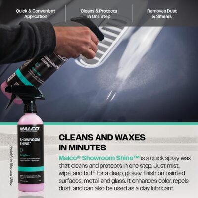 Malco Showroom Shine Spray Car Wax and Instant Detailer - Best Car Wax Spray for Professional Finish/Easy to Use Instant Detailer/Cleans and Waxes Painted Surfaces, Metal and Glass (110416) - Image 6