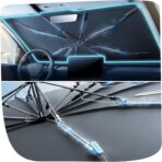 Upgraded Nmoiss Windshield Sun Shade Umbrella [Ice Rib] High Speed ​​Cooling 99% UV Blocking Protects Car from Sun and Heat Damage, Keeps Cool and Protects Interior Medium (56" L x 31" W)