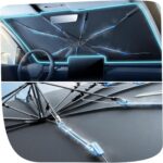 Upgraded Nmoiss Windshield Sun Shade Umbrella [Ice Rib] High Speed ​​Cooling 99% UV Blocking Protects Car from Sun and Heat Damage, Keeps Cool and Protects Interior Medium (56" L x 31" W)