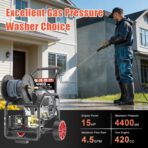 4400PSI Gas Pressure Washer with Hose Reel, One-Button Start 420cc 15HP 4-Cycle Engine, 4.0 GPM Heavy Duty Power Washer with 50FT 3/8" Hose, Spray Gun & Wand, 5 Quick Connect Nozzles - Image 2