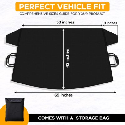 EcoNour Windshield Cover for Ice and Snow - Universal Fit for Car, SUV, Truck, Heavy Duty 600D Oxford Fabric Frost Protector for Ice & Sleet, Includes Anti-Theft Straps, Medium (69"x42") - Image 4