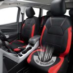 CAR PASS Leather Car Seat Covers Front Seats Only, with Air Mesh Front Seat Covers Breathable, Cool Automotive Seat Covers 2 Pack, Universal Fit Most Cars,SUV,Truck,Van Airbag Compatible(Black & Red) - Image 5