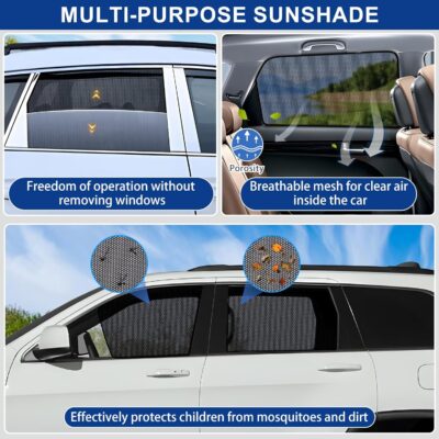 XCBYT Car Window Shades for 2014-2020 Grand Cherokee (Not for Grand Cherokee L) Sun Shade for Car Baby Side Window with Breathable Mesh Blocking 99% UV Glare and Privacy Protection for Safe Driving - Image 6