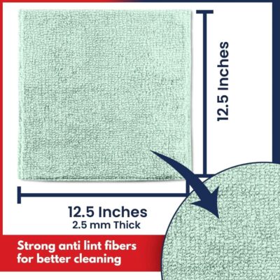 USANOOKS Microfiber Cleaning Cloth - Sea Green - 12Pcs (12.5x12.5 inch) High Performance - 1200 Washes, Ultra Absorbent Car Towel Traps Grime & Liquid for Streak-Free Mirror Shine - car Washing Cloth - Image 2