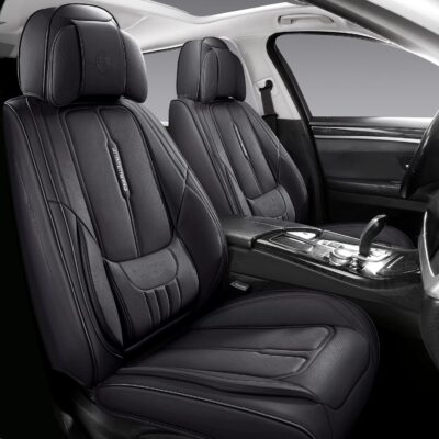 NS YOLO Universal Fit Full Coverage Leather Car Seat Covers for Cars,SUVs and Pick-up Trucks, Car Seat Protector,Automotive Seat Covers Full Set,Car Seat Cushion,Black Seat Cover for 5 Seats - Image 8