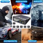 RV Tire Pressure Monitoring System -TPMS Tire Pressure Monitor with 6 Sensors,M12-3 TPMS Solar Charge & USB Color LCD Display, 0-9.9BAR/144PSI Range, 6 Alarm Modes for RV/Trailer/Truck IP67 - Image 5